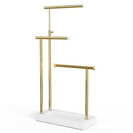 SRIWATANA Jewelry Organizer Display Extra Tall Necklace Holder 3 Tier Jewelry Tree Stand, Gift Idea (White & Gold)