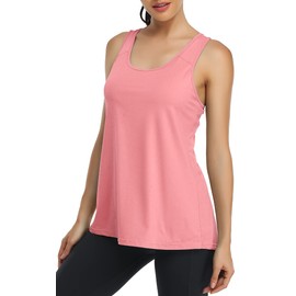 Kimmery Summer Tank Tops for Women Plus Size with Built in Bra Quick Dry Stretchy Sleeveless Shirt Workout Yoga Sports Excercise Gym Racerback Pink 3XL