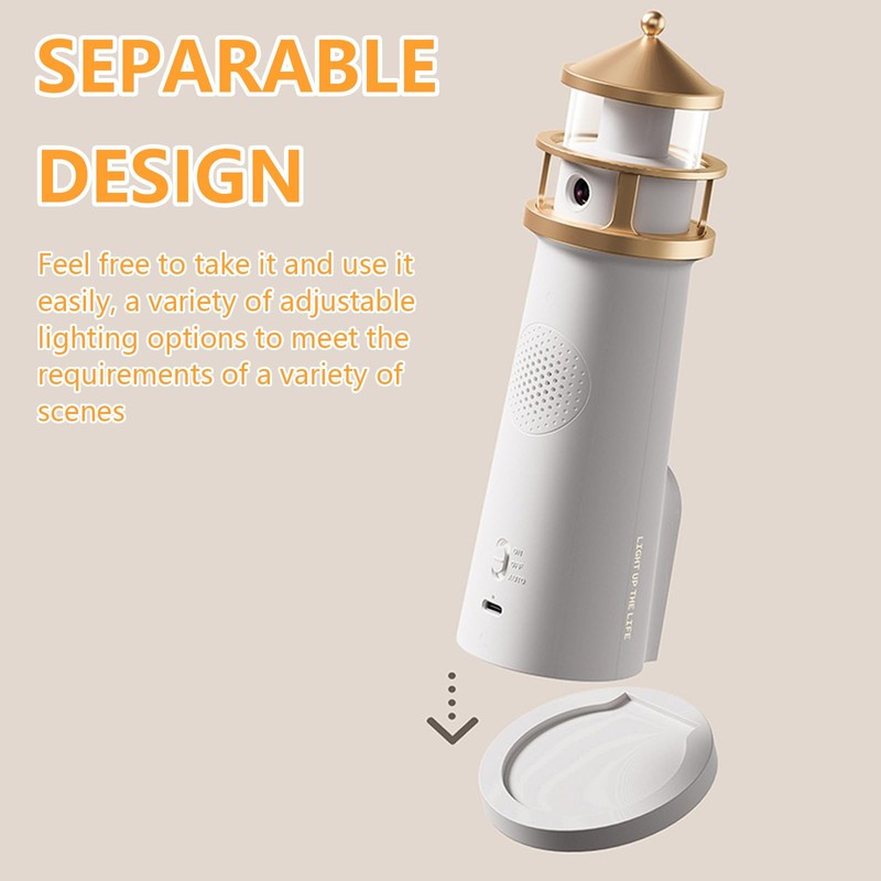 Aisny Lighthouse Decoration, Light House with LED Light, Moon Projection,