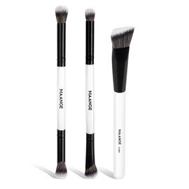 MAANGE 3 PCS Foundation Contour Conceal Brush Set, Makeup Brushes, Eyeshadow Concealer Brushes, Double Sided Blending Eyebrow Brush Professional Face brush Set Tools, For Liquid, Cream, Loose Powder