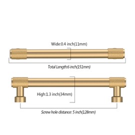 Asidrama 10 Pack 5 Inch(128mm) Champagne Bronze Cabinet Pulls Knurled Cabinet Handles Cupboard Handles Gold Kitchen Cabinet Hardware for Cupboard Drawer Pulls