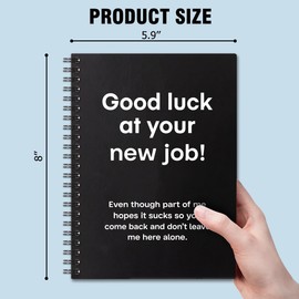 QYUVK Good Luck At Your New Job Hardcover 160 Pages Spiral Notebooks 6x8 Inches for Writing and Drawing, Funny Black Journal Or Diary Gift For Women Men Friends Boss Colleague Office Worker