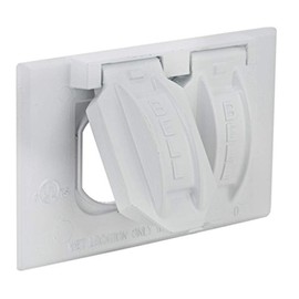 Hubbell-Bell 5180-6 1-Gang Horizontal Weatherproof Cover, Device Mount Flip Cover, Duplex, White