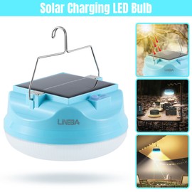 LINEBA 150W Solar Light Bulbs Waterproof Camping Tent Lamps For Shed Chicken Coop Light
