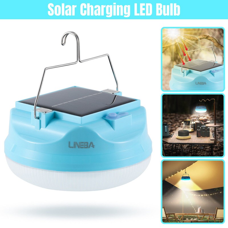 LINEBA 150W Solar Light Bulbs Waterproof Camping Tent Lamps For
