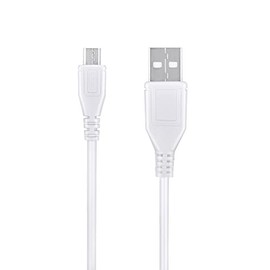 Digipartspower 5ft White Micro USB Cable Computer PC Laptop Data Sync Cord for Creative SR20 SR20A P/N: 51MF8170AA001 Sound Blaster Roar Portable Bluetooth Wireless Speaker