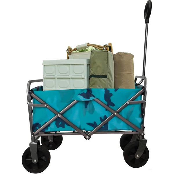 HarmonyHealth 4-Wheel Folding Beach Wagon Cart - Heavy Duty Collapsible