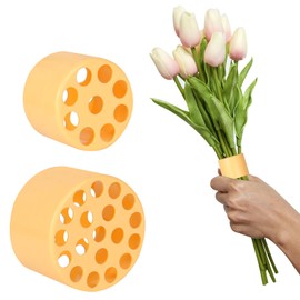 2 Spiral Ikebana Flower Holder, DIY Flower Stem Holders, Reusable Flower Stem Holder, Yellow Flower Stem Holder Twister, Vase Plant Stem Holder For Everyday Decoration and Weddings（L+S）