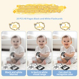 Kinderlolo Black and White High Contrast Baby Toys 0-3 Months for Newborn, Tummy Time Toys Montessori Toys for Babies 0 3 6 9 Months, Infant Sensory Soft Book Toys for Babies Girls Boys Baby Gifts