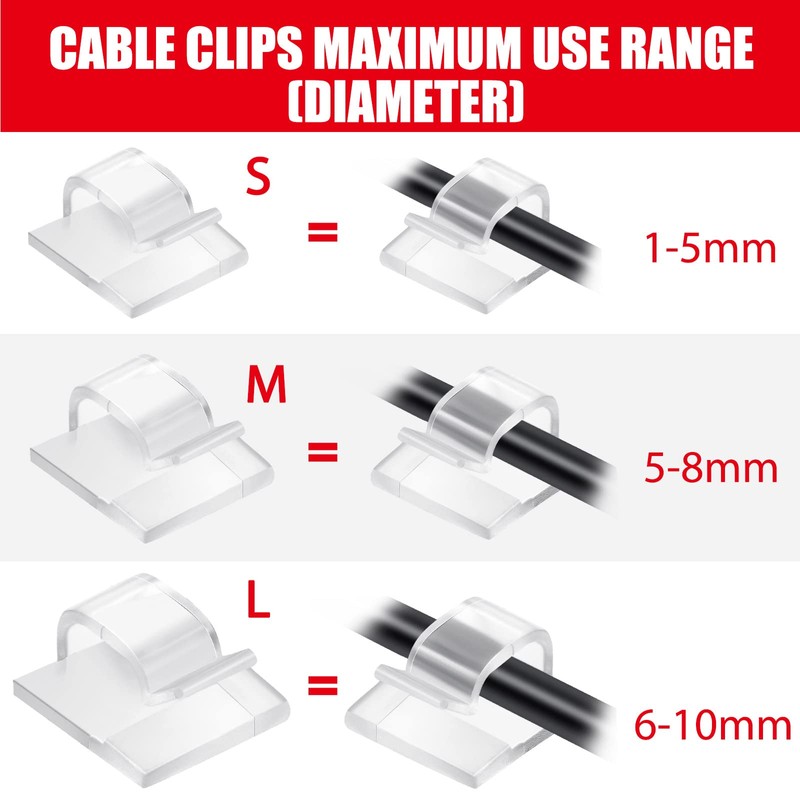 Maitys 60 Pieces Outdoor Cable Clips Christmas Adhesive Hooks Cable