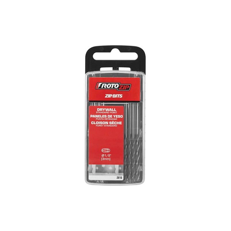 RotoZip ZB16 1/8-Inch Standard Point Drywall Cutting Zip Bit, 16-Pack