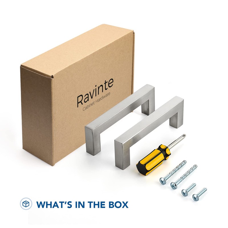 Ravinte 1 Pack Stainless Steel 3-3/4 Inch Cabinet Pulls Brushed