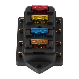 Soporte de Bloque de Caja de Fusibles de Cuchilla Estándar de Circuito de 4 Vías para Automóvil con Fusible de 5 A + 10 A + 15 A + 20 A Kit de Seguridad Eléctrica Automotriz para
