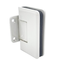 Brixwell H-PGTW-W Premier Series Glass to Wall Mount Shower Door Hinge with Short Back Plate Gloss White