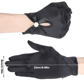 Short Satin Gloves Wrist Length Gloves Women's Gown Gloves Opera Bridal Banquet Dress Glove for Wedding Opera Party (Black)