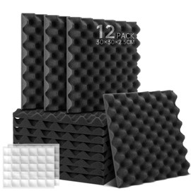 Soundsbay Acoustic Foam Egg Box Pack of 12 Black 30 x 30 x 2.5 cm