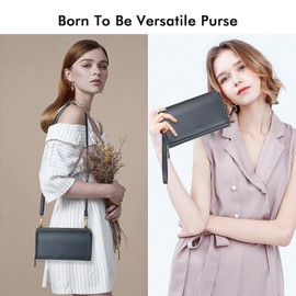 RONSIN Purse Crossbody for Women Wristlet Wallets with RFID Card Phone Wallets for Party Prom (Dark Grey)