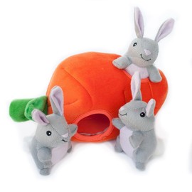 ZippyPaws Burrow, Farm Pals Bunny 'n Carrot - Interactive Dog Toys for Boredom - Hide and Seek Dog Toys, Colorful Squeaky Dog Toys for Small & Medium Dogs, Plush Dog Puzzles