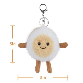 Apricot Lamb Cute Toys Plush Tea Egg Stuffed Food Soft Keychain for Kids Bag, Purse, Backpack, Handbag (Tea Egg，5 Inches)