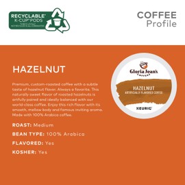 Gloria Jean's Coffees Hazelnut, Single-Serve Keurig K-Cup Pods, Flavored Medium Roast Coffee, 24 Count (Pack of 4)