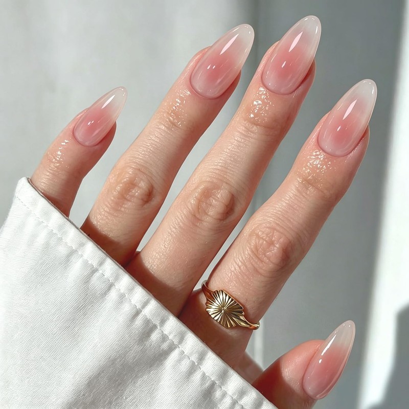 Uñas Postizas con Punta Francesa, Uñas Press on para Manos,