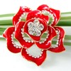 Navachi 18k Gold Plated Crystal Red Enamel Rose Flower Az7445b