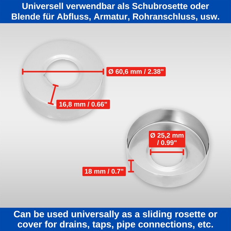 Brass Rosette DN20, Pack of 2, Size Diameter 60 x