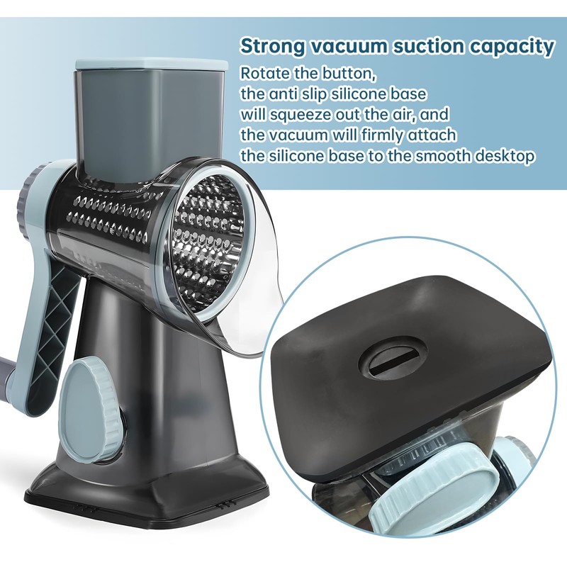 Cheese Grater Rotary vegeteble Slicer Chopper,Versatile Cheese Shredder,Blades for Shredding,