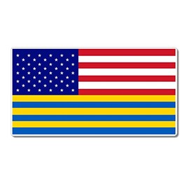 SD USA PRINT 50/50 USA Ukraine Flag American Ukrainian Sticker Decal (1)
