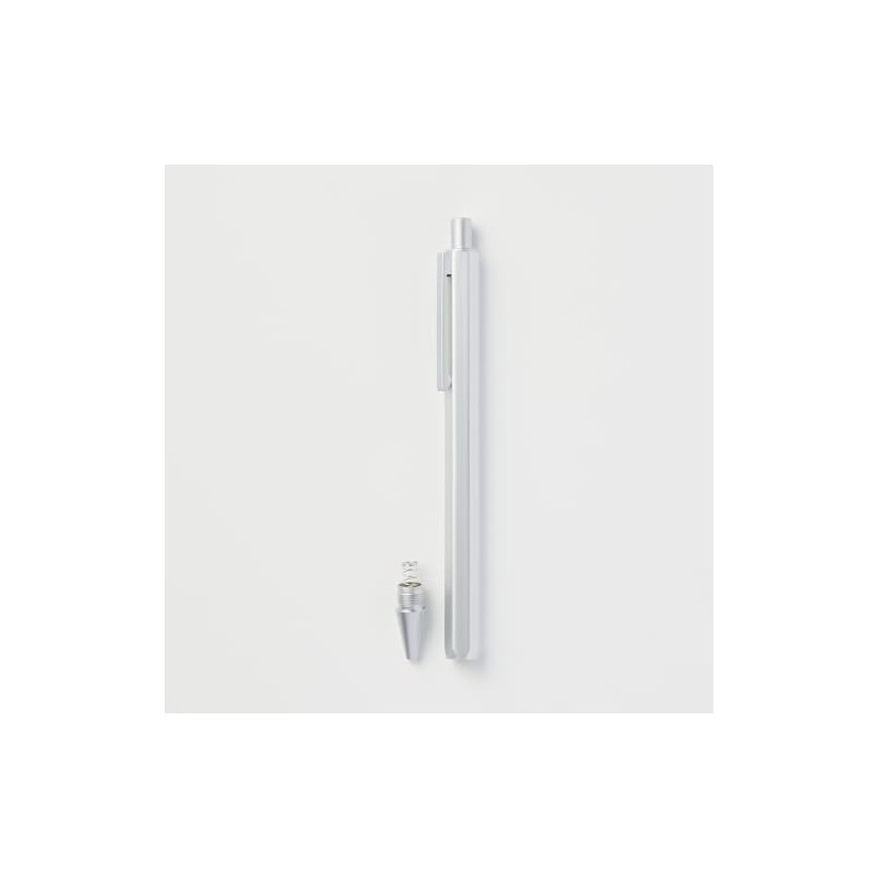 MUJI NBC01A9A Retractable Ballpoint Pen, Main Unit, Aluminum