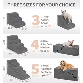 Made4Pets Dog Stairs Ramp for Bed, 4-Step Dog Steps for High Bed Couch Sofa Climbing, 35D Foam Pet Steps for Small Dogs and Cats, Non-Slip Bottom Pet Stairs, Beige