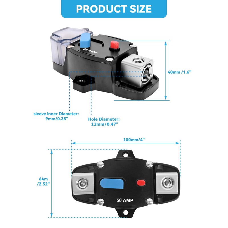 BULVACK 100 Amp Circuit Breaker 12-48 Volt DC 100A Self
