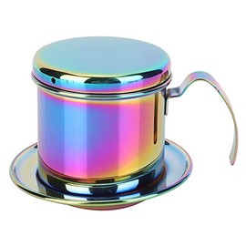 Fdit Stainless Steel Colorful Vietnamese Coffee Filter Set Pour Over Coffee Dripper Vietnamese Coffee Maker Phin Infuser Coffee Drip Brewer