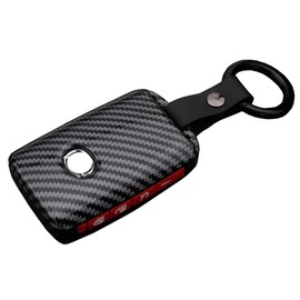 Key Fob Cover Case Fit for 2019-2021 Mazda 3, Mazda 3 Hatchback, Mazda CX4 CX5 CX8 CX9 CX-30, Mazda 6 WAZSKE11D01 Keyless Entry Remote Case Holder ABS Carbon Fiber Pattern (Red)