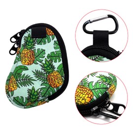 AMMKRO Neoprene Asthma Inhaler Holder, Protective Portable Travel Handy Holster, Lightweight Carrying Case with Carabiner Clip, Inhaler Not Included (Pineapple)