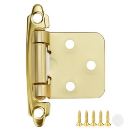 30 Pack 15 Pair Gold Cabinet Hinges - 1/2 inch Overlay Kitchen Cabinet Hinges, Semi-Concealed Hinges, Self Closing Cabinet Door Hinges with Door Bumper, Gold Face Mount Cabinet Hardware
