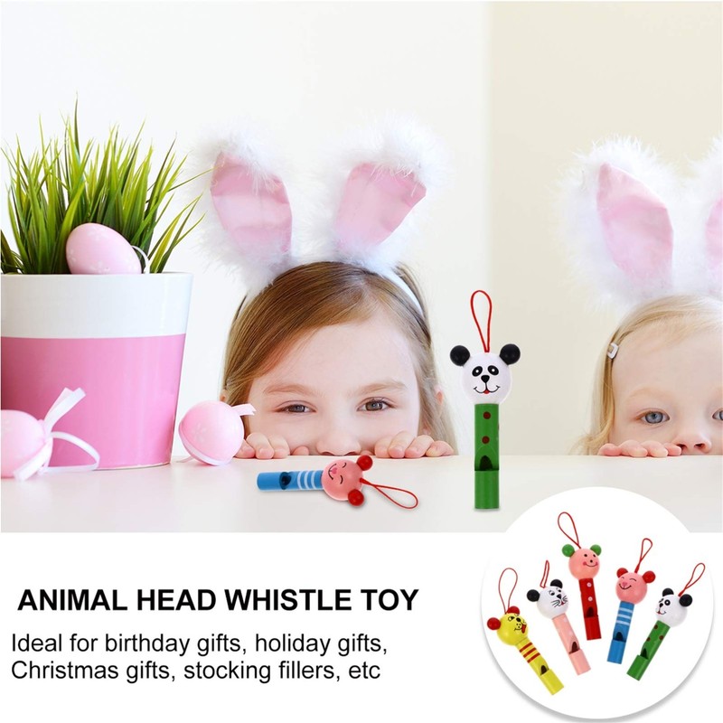 Animal Wooden Whistle, 10Pcs Lovely Whistle Educational Tool, Musical for