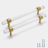 Evionlin 4 pcs 6-1/4 in Acrylic Cabinet Handle, Brass Base,
