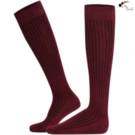 Mysocks Knee High Socks Men Womens Girls Cotton Seamless Toe Long Socks Knee Length Knee Socks Burgundy Ribbed,8-11