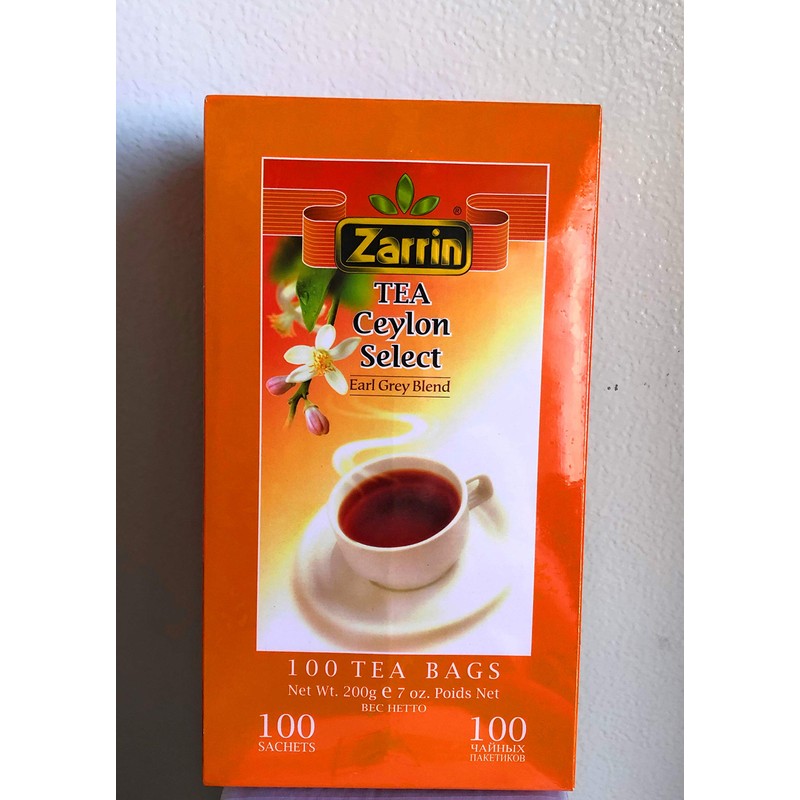 Zarrin Tea Ceylon Earl Grey Blend, 100 Tea Bags by