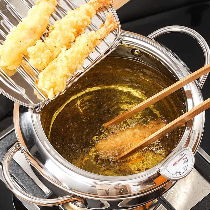 TAMUME 2.5 L Frying Pot with Stainless Steel Lid and