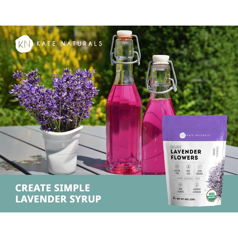 Kate Naturals Dried Lavender Flowers for Tea, Syrup, Lemonade, Soap