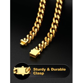 Thick Gold Cuban Chain Necklace,9mm Cuban Link Chain for Men,Hip Hop Gold Chain Jewelry,22"