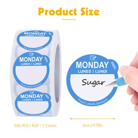 Days of The Week Stickers, 3500 Food Labels Stickers Circular Day Dots Food Rotation Label, Removable Labels for Jars, Restaurants and Catering Outlets