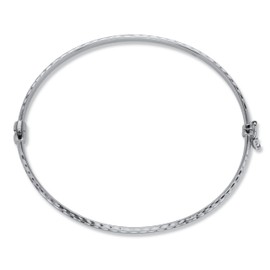 PalmBeach Sterling Silver Diamond Cut Bangle Bracelet (4mm), Hidden Box Clasp, 7.75 inches