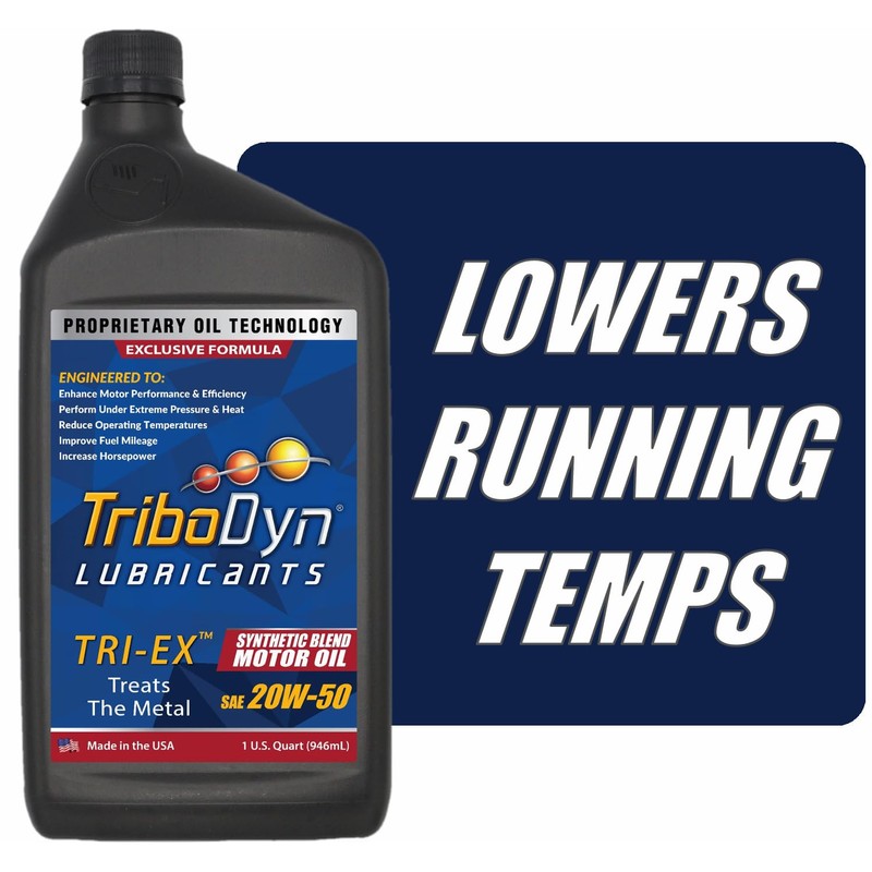 TriboDyn Tri-Ex Synthetic Blend Motor Oil (20W-50, 2 Quart Pack)