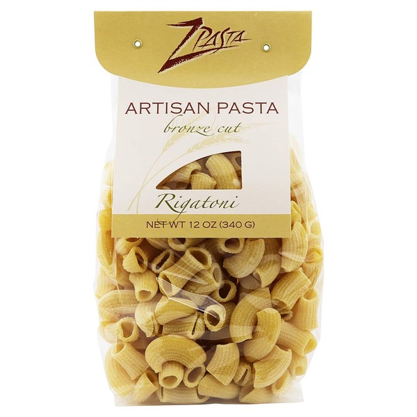 ZPasta Rigatoni – Pasta artesanal cortada en bronce, 12 oz 1 paquete