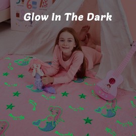 QSTEHEML Mermaid Glow in The Dark Blanket for Girls,Mermaid Gifts for Girls Age 3 4 5 6 7 8 9 10 11 12 Year Old, Soft Throw Blanket for Kids Girls-Christmas Birthday Bedroom Decor 50"×60"