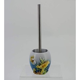 SHANCO Resin Sea Turtle Mother and Baby Toilet Brush Holder, Beach, Bathroom Accessory,Ocean Theme Sea Turtle Family Bathroom Decor,Coastal Decor (Ocean Blue)