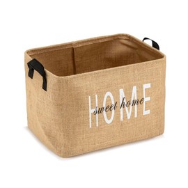 Prendi Home Set of 2 Foldable Jute Storage Baskets with Handles, Organiser for Children's Room, Laundry, Toys & Wardrobe, Environmentally Friendly & Space-saving, 18 x 22 x 30 cm